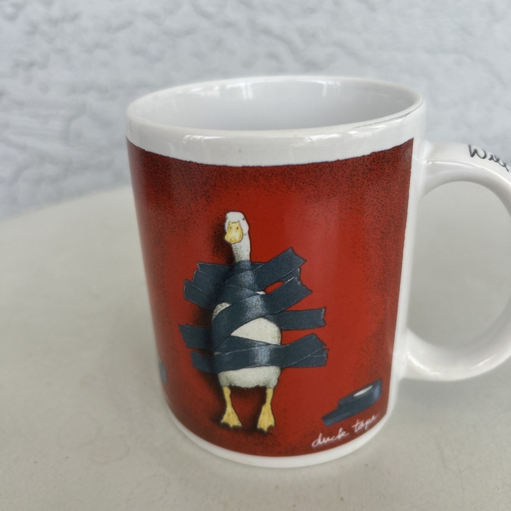 Will Bullas Whimsical RARE Mug Duck Tape Art Collectible Funny anthropomorphic
